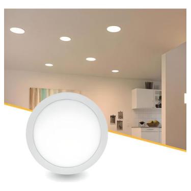 Imagem de Painel Luminária Led Embutir Redondo 24w Branco Quente - Bela Home
