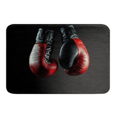 Imagem de Feelyou Tapetes de banheiro com tema de boxe, luvas de boxe, tapetes de banheiro com parte traseira antiderrapante, tapete de entrada interno para banheiro, tapete de chão absorvente de água