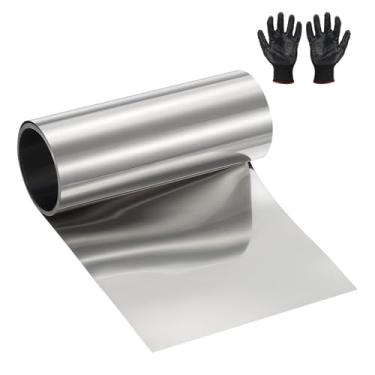 Imagem de YELARXI Rolo de aço inoxidável, placa de alumínio piscante, 0,08 x 100 x 1000 mm (0,08 mm) de espessura, adequado para reparo elétrico de artesanato DIY - Cilindro (1 pacote, prata)