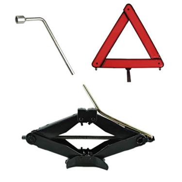 Imagem de Kit Estepe Para Carro/Macaco Sanfona 2000kg + Chave De Roda 21mm + Triângulo Universal