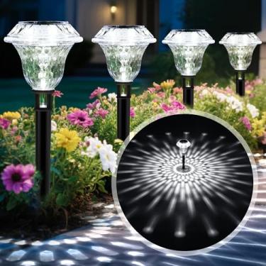 Imagem de PATIOPIA Luzes solares para caminho, decoração de jardim para quintal, luzes solares de jardim para iluminação externa à prova d'água, decoração de jardim para passarela, garagem, quintal, paisagem
