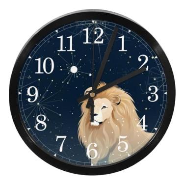 Imagem de LILINWAN Relógios de parede Leo Constellation Comics silenciosos, sem tique-taque, operados por bateria, relógio de quartzo moderno para escola, sala de aula, escritório, quarto, decoração de sala de