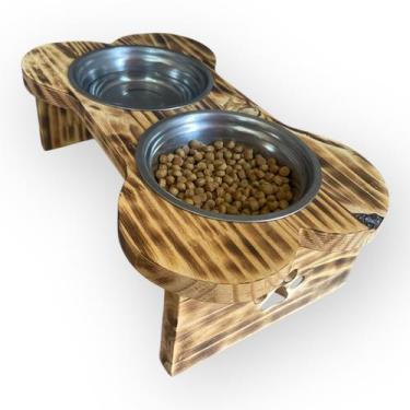 Imagem de Comedouro Pet Bebedouro Cachorro Elevado Madeira Moderno - Oliva Store
