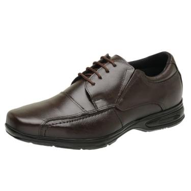 Imagem de Sapato Confort Social Masculino Couro Ortopédico Marrom de Amarrar 5070 (Marrom, BR, Adulto, Numérico, 46)
