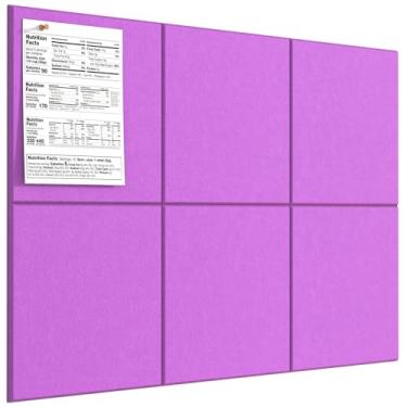 Imagem de MaxGear Quadro grande de cortiça para parede de 91 cm x 61 cm, quadro de avisos rosa rosa, pacote com 6 azulejos de parede de feltro com pinos, placas de cortiça para escritório, quadro de pinos de