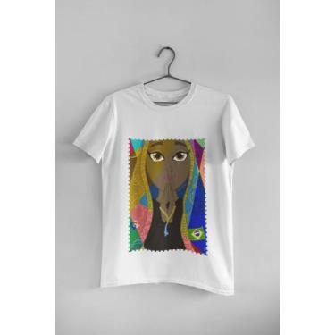 Imagem de Camiseta feminina branca de algodão estampa nossa senhora aparecida - 