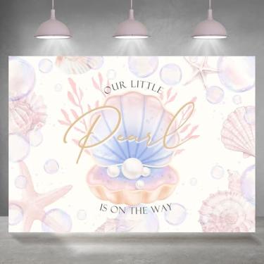 Imagem de Rsuuinu Pano de fundo para chá de bebê com tema de pérola, nossa pequena pérola está a caminho, bolha, fundo fotográfico, para meninas, chá de bebê, decoração de festa, banner, suporte para cabine
