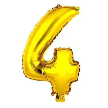 Imagem de Balão Metalizado Número 4 Ouro 16" (40cm) - Make+