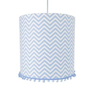 Imagem de Lustre Tubular Pompom Chevron Azul Quarto Bebê Infantil - Potinho de m