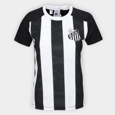 Imagem de Camisa Santos Braziline Matriz Feminina, Preto, Branco, GG