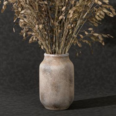 Imagem de Varsoul Vaso grande de cerâmica rústica para casa de fazenda, vaso de terracota caiado de branco, flor decorativa de cerâmica para decoração de casa, mesa, decoração de sala de estar, decoração de