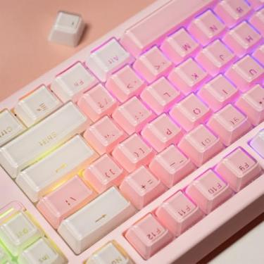 Imagem de mintcaps Keycaps - 104 Keys Crystal Jelly White Keycaps Translucent Custom Keyboard Key Cap OEM Profile Cute Key caps for 60% 87% 100% Cherry Gateron Mx Mechanical Keyboard(104Keys)