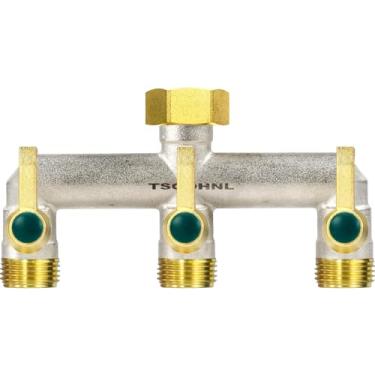 Imagem de TSGOHNL Divisor de mangueira de jardim de 9,5 cm - Projetado para instalar vários temporizadores de sistema de irrigação - Adequado para coletores de torneira de alta pressão de água - Válvula de
