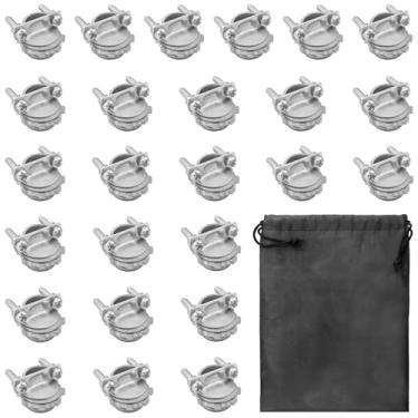 Imagem de 25 peças de grampo de cabo de fixação para conduíte de metal de zinco prateado (1/5.1 cm) 1 bolsa de armazenamento preta