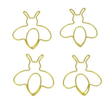 Imagem de Diydeg 80 unidades de clipes de papel, clipes de papel em formato de abelha, grampos de metal para anotações com caixa de armazenamento para decoração de álbuns de recortes (Ouro)