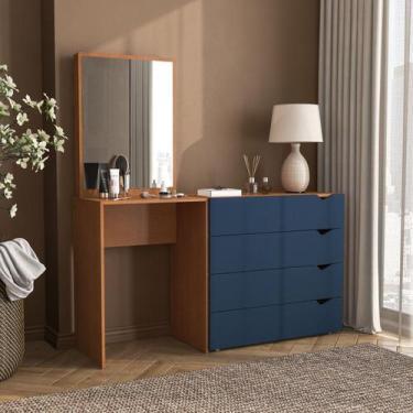 Imagem de Cômoda Penteadeira 4 Gavetas com Espelho Porto - Politorno