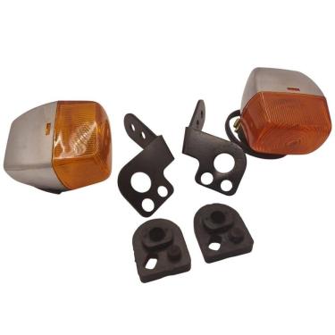 Imagem de Par Suporte + Pisca Cromado + Coxim Xr 200 Xlr 125 Dianteiro