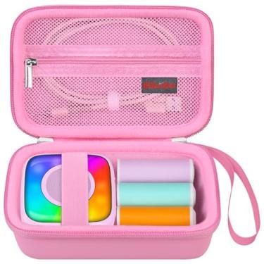 Imagem de Elonbo Estojo De Transporte Para Impressora Adesivos Lebt Mini, Bolsa Térmica Portátil Etiquetas, Suporte Máquina Fazer Malha Rolos Papel, Rosa Escuro