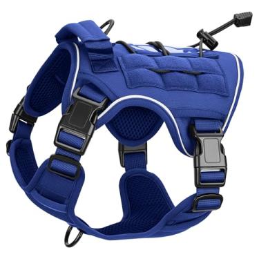 Imagem de Peitoral tático resistente para cães grandes, colete refletivo ajustável sem puxão com sistema Molle, controle de nível militar K9 para treinamento de serviço, atividades ao ar livre e mais de 10