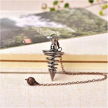 Imagem de 1 Pc Moda Simples Pêndulo De Metal Pêndulos Pêndulos Para Radiestesia Cone Espiral Ouro Antigo Prata Reiki Jóias Presente Pedras De Cura, Cupreous