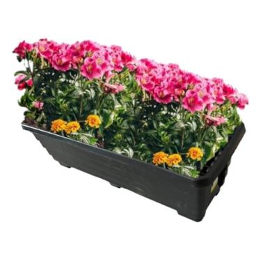 Imagem de Kit com 12 Jardineiras 80cm de Plástico Resistente Ideal para Horta Jardim (Preto)
