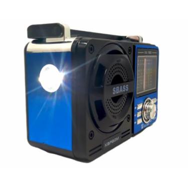 Imagem de Rádio Retrô Vintage Portátil Recarregável | Bluetooth Lanterna Lateral e Som Potente (Azul)