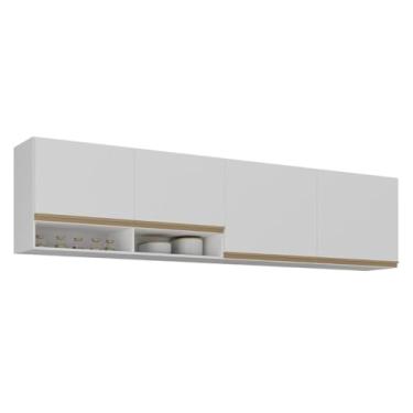 Imagem de Kit Armário Cozinha Aéreo 105cm com Aéreo 120cm Veneza Multimóveis Mp2292 Branco/dourado