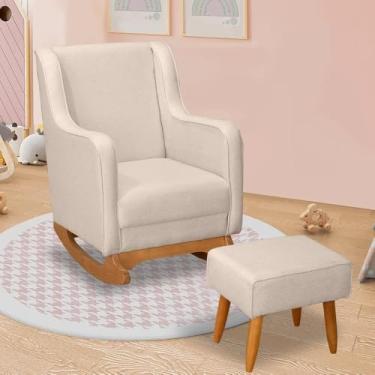 Imagem de Poltrona De Amamentação Mavi Balanço + Puff Bege Claro