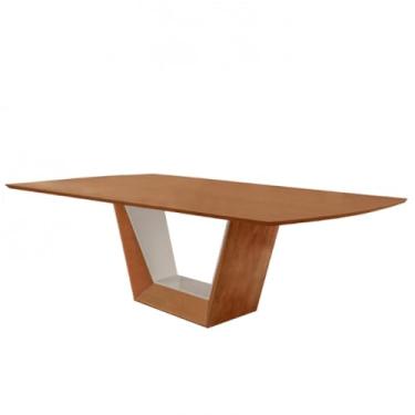 Imagem de Mesa para Sala de Jantar Rubi 220cm Madeira Tampo Barril Laminado Moderna Mobilia