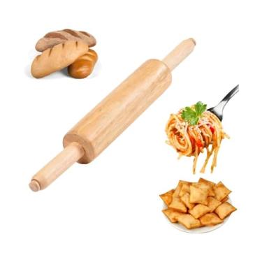 Imagem de Rolo de Massa de Madeira 43cm Tradicional para Abrir Massas de Pão, Pizza, Pastel e Confeitaria