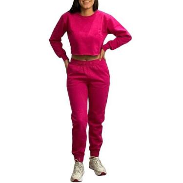 Imagem de Conjunto Moletom Feminino Moda Outono Inverno Calça e Blusa - Bella Ne