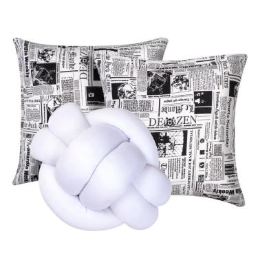 Imagem de 2 Almofadas Decorativas Sala Sofá + Almofada Nó Branco