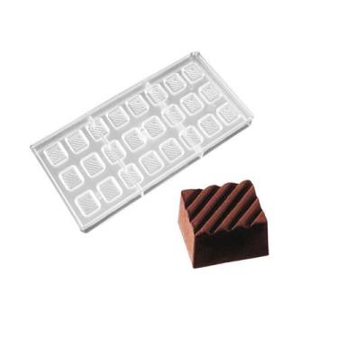 Imagem de Forma reutilizável de chocolate quadrado listrado -  Prime Chef