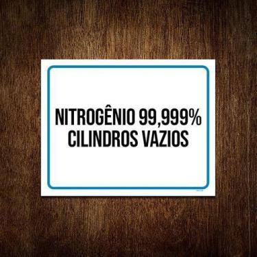 Imagem de Placa Sinalização Nitrogênio Cilindros Vios 18X23Cm 10Un - Sinalizo.Co