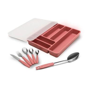Imagem de Faqueiro 32Pcs Itaparica C/Organizador Rosa Malva Brinox