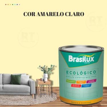 Imagem de Esmalte Sintético Brasilux Base Água Ecologico Cor Amarelo 800ML Brilh