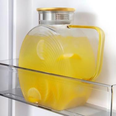 Imagem de Jarra de vidro com tampa para geladeira, jarra de vidro de 2 litros com tampa, recipiente de água de vidro para geladeira, jarro de água de vidro para água quente/fria, suco gelado, chá, leite, café,