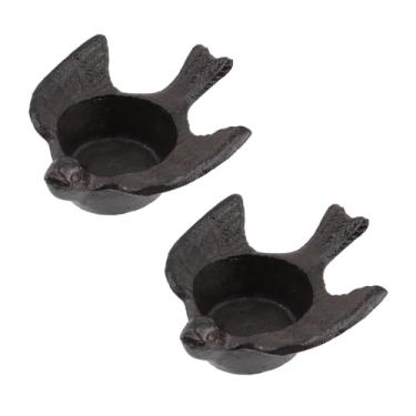 Imagem de Tsnamay Suporte de vela de pássaro de ferro preto 11,5 cm x 10 cm x 3,6 cm para decoração de casa e iluminação de castiçais, 2 peças