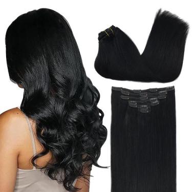 Imagem de Extensões de cabelo GOO GOO Real Human Hair 20 polegadas 160g 1 Jet Bl