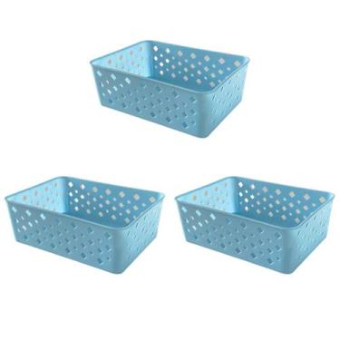 Imagem de Kit 3 Cestos Multiuso Organizador Empilhável Gaveta 19x14x6 - Trioplas