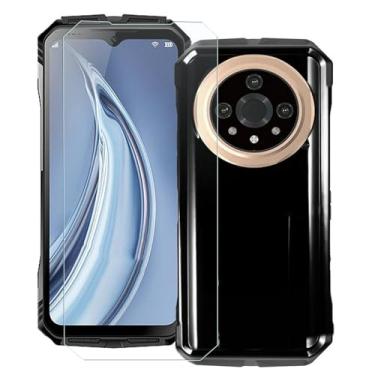 Imagem de TNKISRY Capa para celular Doogee S118 Pro [6,6 polegadas], capa macia de TPU protetora preta, posição precisa do orifício, película protetora de tela temperado [1 unidade]