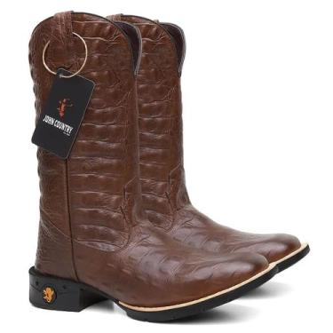 Imagem de Bota Texana Masculina em Couro Exótico Jacaré Cano Alto Estilo Premium