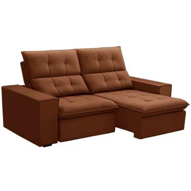 Imagem de Sofá Retrátil Reclinável Para Sala 3 Lugares 210cm Vincent F04 Veludo Terracota - Lyam Decor