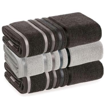 Imagem de Kit 3 Toalhas De Rosto Lumina Karsten Fio Penteado 48x80 Cm (Carbono com Cinza)