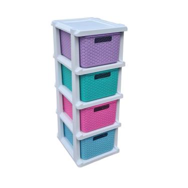 Imagem de Gaveteiro Ratan Colorido Com 4 Gavetas Organizadoras