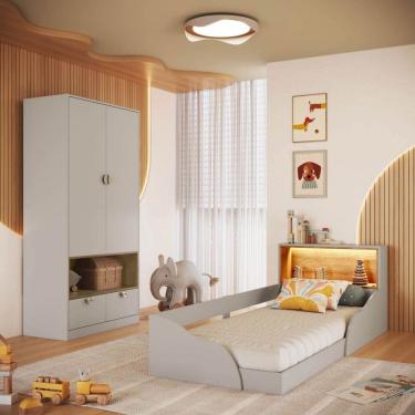 Imagem de Quarto Infantil Completo Montessoriana Lille 2 Portas 2 Gavetas com Led Arenas - Art In...