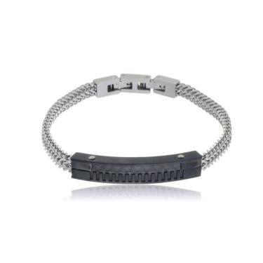 Imagem de Bracelete Aço 21Cm 2 Fileiras Steel Seta Com Placa Black