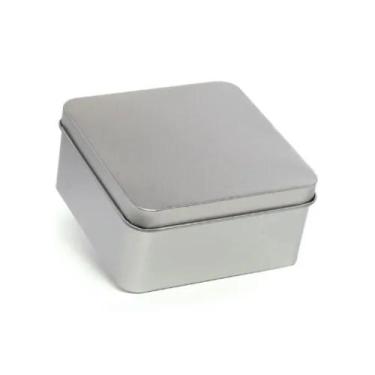 Imagem de Latinha De Metal Quadrado 6,5x6,5x4 Prata 10un - Art Lille