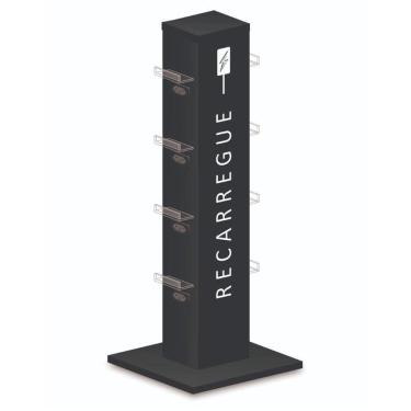 Imagem de Totem 8 Tomadas Para Carregar Celulares Preto