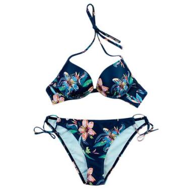 Imagem de Biquíni feminino Halter Strap cintura alta Split Swimsuit - HUOGUO